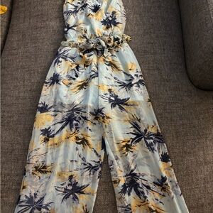 Tropical Print Blue and Yellow jumpsuit